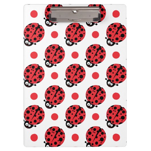 可愛い漫画ラディバグ,赤と白の水玉模様 クリップボード (正面)
