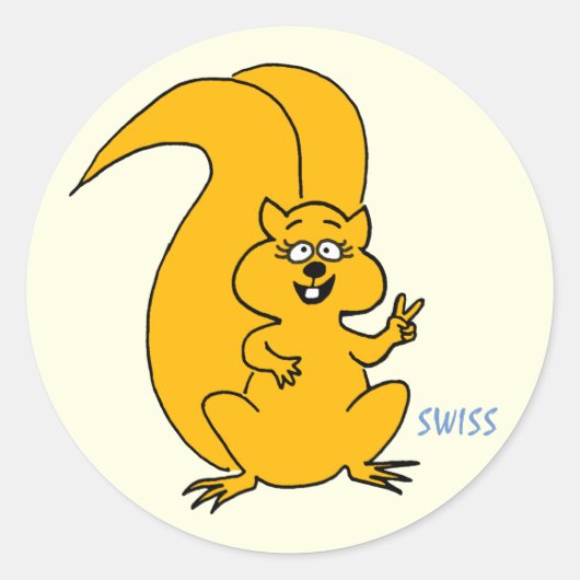 可愛い漫画リスの平和サイン謝罪 ラウンドシール (正面)