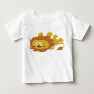 可愛い漫画レイジーライオンベビーTシャツ ベビーTシャツ