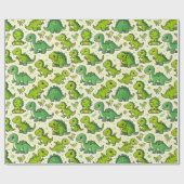 可愛い漫画恐竜 ラッピングペーパー (フラット)