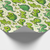 可愛い漫画恐竜 ラッピングペーパー (角)