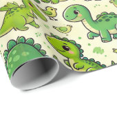可愛い漫画恐竜 ラッピングペーパー (ロールコーナー)
