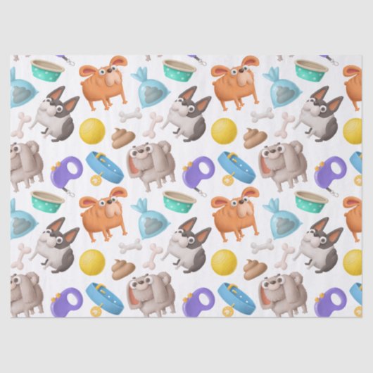 可愛い漫画犬のおわん骨切り 薄葉紙 (正面)