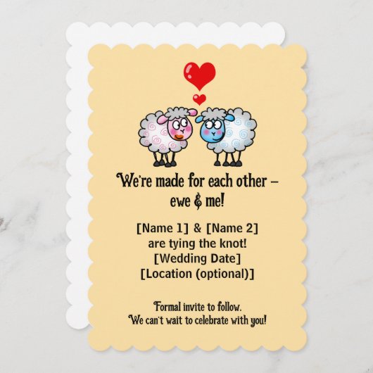 可愛い漫画結婚羊 セーブザデート (正面/裏面)