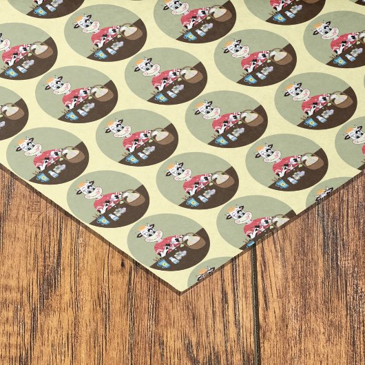 可愛い漫画絵画牛のイースター卵パターン 薄葉紙