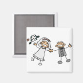 可愛い漫画芸術的の結婚式の日付を保存 マグネット (正面/裏面)