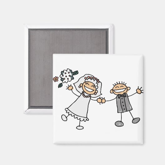 可愛い漫画芸術的の結婚式の日付を保存 マグネット (正面/裏面)