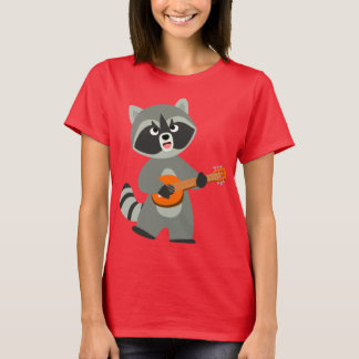 可愛い漫画遊アライグマのバンジョー女性のTシャツ Tシャツ