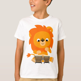 可愛い漫画遊ライオンのボンゴの子どもTシャツ Tシャツ