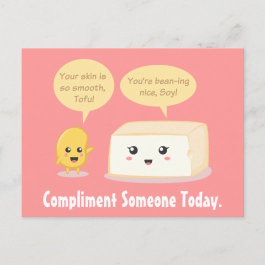 可愛い漫画 – 大豆お豆腐 ポストカード (正面)