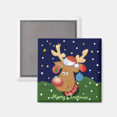 可愛い漫画Ckristmas磁石とルドルフ マグネット (正面/裏面)