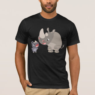 可愛い漫画RhinoベビーとビッグRhino Tシャツ