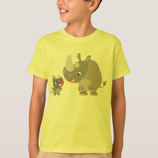 可愛い漫画Rhinoベビー&ビッグRhinoキッズTシャツ Tシャツ