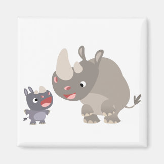 可愛い漫画Rhinoベビー&ビッグRhinoマグネット マグネット