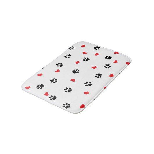 可愛い澄ん甘い黒い足の赤いハート バスマット (アングル)