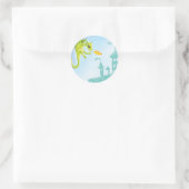 可愛い火炎の竜と城景 ラウンドシール (バッグ)