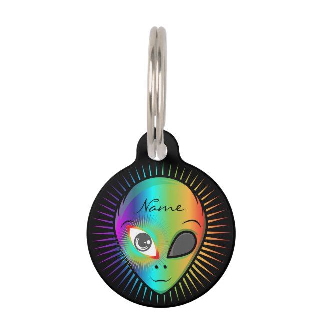 可愛い点滅エイリアンヘッドThunder_Cove ペット　ネームタグ (正面)