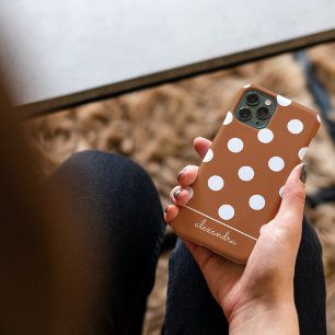 可愛い焦げオレンジ水玉模様パタパーソナライズされたーン Case-Mate iPhone 14ケース
