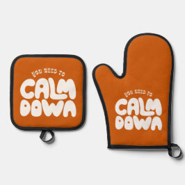 可愛い焦げオレンジ色のことわざ 鍋つかみ&鍋敷きセット