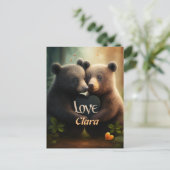 可愛い熊が恋に抱き込む ポストカード (スタンド正面)