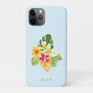 可愛い熱帯の島フローラ水彩花名 iPhone 11 PROケース