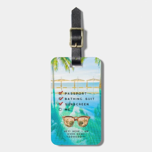 可愛い熱帯の目的地チェックリスト ラゲッジタグ (正面縦)