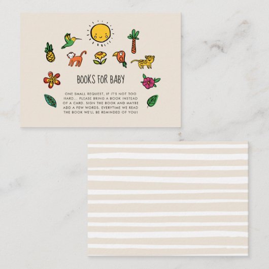 可愛い熱帯ジャングルベビーシャワーブックベビー エンクロージャーカード (正面/裏面)
