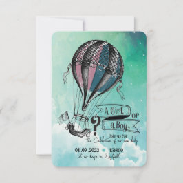 可愛い熱気球ジェンダーリビール招待状 ノートカード