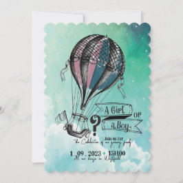 可愛い熱気球ジェンダーリビール招待状 招待状