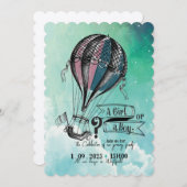 可愛い熱気球ジェンダーリビール招待状 招待状 (正面/裏面)