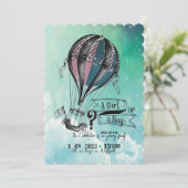 可愛い熱気球ジェンダーリビール招待状 招待状 (スタンド正面)