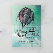 可愛い熱気球ジェンダーリビール招待状 招待状 (内部)