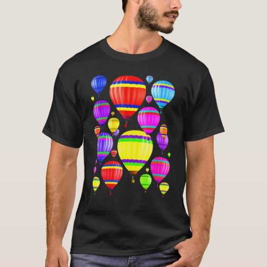 可愛い熱気球飛んでいる吹雪の夏おもしろい Tシャツ (正面)