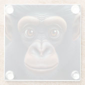 可愛い熱狂するチおもしろいンパンジーポートレート ガラスコースター (裏面)