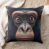 可愛い熱狂するチおもしろいンパンジーポートレート クッション (ブランケット)