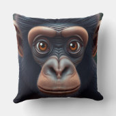 可愛い熱狂するチおもしろいンパンジーポートレート クッション (裏面)