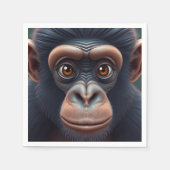 可愛い熱狂するチおもしろいンパンジーポートレート スタンダードカクテルナプキン (正面)