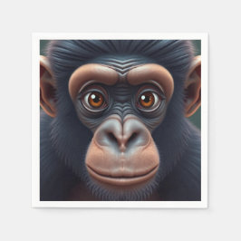 可愛い熱狂するチおもしろいンパンジーポートレート スタンダードカクテルナプキン