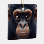 可愛い熱狂するチおもしろいンパンジーポートレート セラミックオーナメント (右)