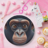 可愛い熱狂するチおもしろいンパンジーポートレート ペーパープレート (パーティー)