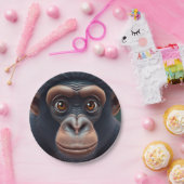 可愛い熱狂するチおもしろいンパンジーポートレート ペーパープレート (パーティー)