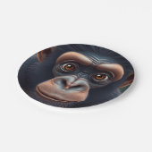 可愛い熱狂するチおもしろいンパンジーポートレート ペーパープレート (アングル)