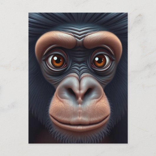 可愛い熱狂するチおもしろいンパンジーポートレート ポストカード (正面)