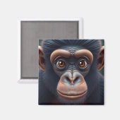可愛い熱狂するチおもしろいンパンジーポートレート マグネット (正面/裏面)