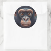 可愛い熱狂するチおもしろいンパンジーポートレート ラウンドシール (バッグ)