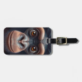 可愛い熱狂するチおもしろいンパンジーポートレート ラゲッジタグ (正面横)