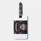 可愛い熱狂するチおもしろいンパンジーポートレート ラゲッジタグ (裏面縦)