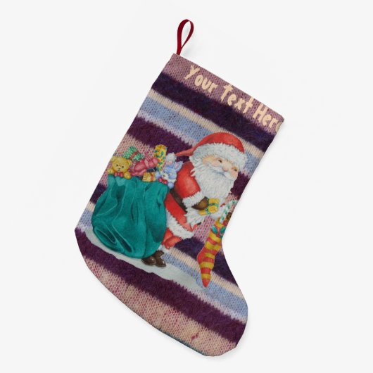 可愛い父のクリスマスのラッピングは編み物 スモールクリスマスストッキング (正面 (吊り時))