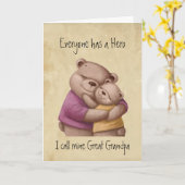 可愛い父の日おじいちゃん素晴らしマイ・ヒーローベア カード (黄色い花)