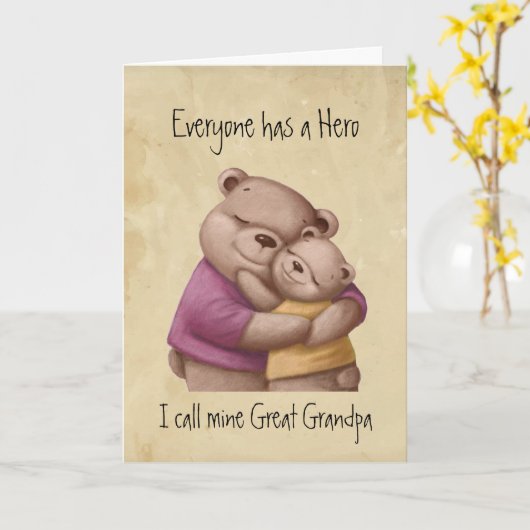 可愛い父の日おじいちゃん素晴らしマイ・ヒーローベア カード (黄色い花)